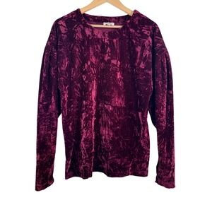Umgee‎ Burgundy Crushed Velvet Long Sleeve top 90s boho whimsigoth Size S